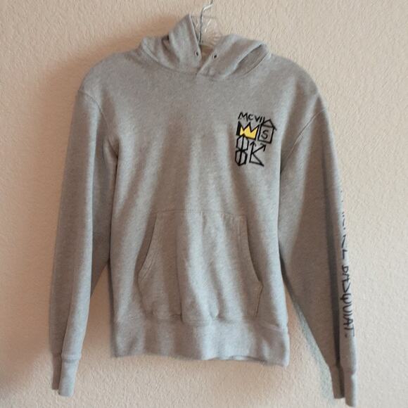 Uniqulo BASQUAIT Artist Grey Fleece Pocketed Hoodie XS - Picture 2 of 12